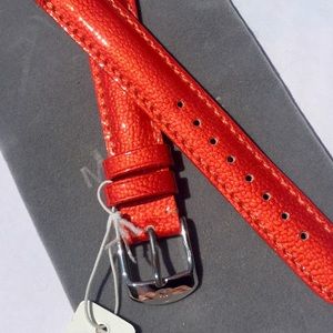 New auth Michele 16mm leather watch strap orange